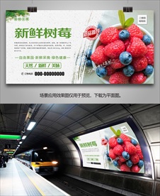 新鲜树苺挂画展板易拉宝单页海报