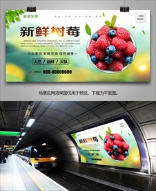 新鲜树苺易拉宝展板展架海报灯箱