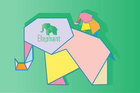 卡通可爱几何线条多彩大象