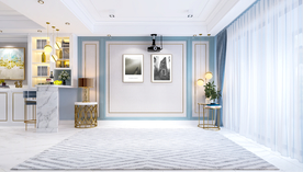 现代极简客厅沙发背景墙