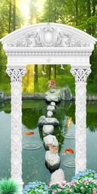 树林湖泊风景3d背景墙