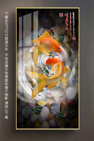 原创玄关鲤鱼鸿运当头装饰画