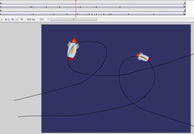 两个火箭在天空上飞翔5秒动画