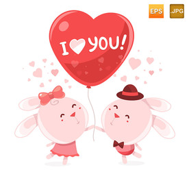 可爱情侣卡通兔子矢量插图