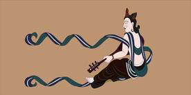 敦煌莫高窟壁画乐队琵琶飞天