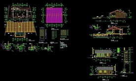 现代中式风格木屋建筑设计cad