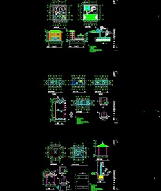 休闲木屋及木结构亭廊CAD景观