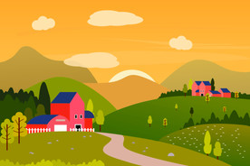 傍晚 乡村 CDR 矢量 设计