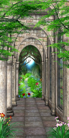 清新树林景观路客厅过道3D玄关