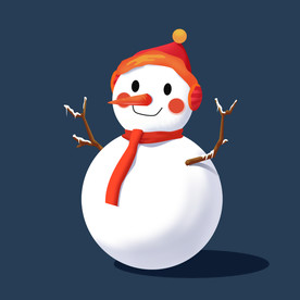 冬天雪人手绘元素