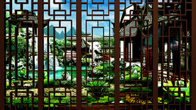 古代戏曲屏风花园园林