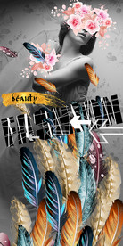 个性抽象羽毛美女装饰画玄关