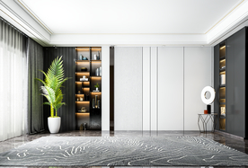 现代轻奢黑白灰客厅沙发背景墙