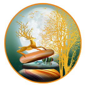 原创梅花鹿鹅卵石装饰画