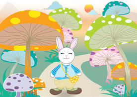 可爱萌卡通兔子蘑菇