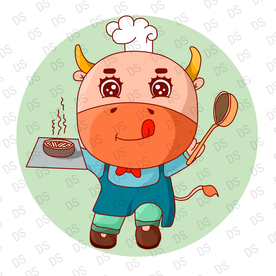 牛 卡通牛厨师
