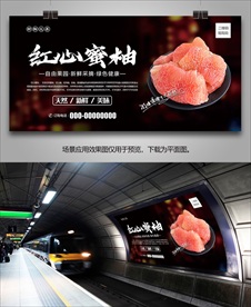 红心蜜柚灯箱单页挂画展板海报