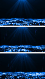 4k蓝色舞台粒子海洋背景视频