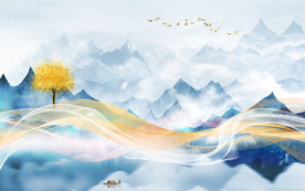 简约意境新山水画 TIF分层