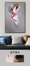 现代蝴蝶鱼女郎艺术玄关画