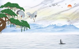 旭日仙鹤素材-旭日仙鹤图片-旭日仙鹤设计模板-昵图网