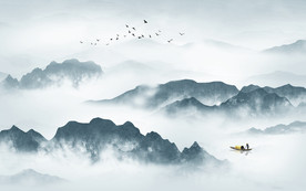 中式水墨山水画