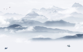 简约中式风山水画 tif分层