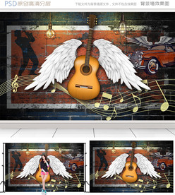 音乐翅膀网红背景墙