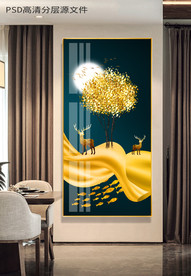 晶瓷玄关发财树装饰画