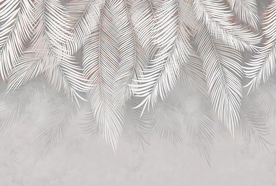 手绘热带雨林植物树叶西洋画