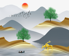 山水电表箱装饰画