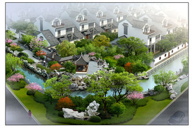 中式园林景观效果图