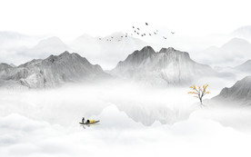 中式水墨山水画