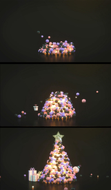 圣诞球组成圣诞树动画