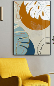 现代简约热带树叶蝴蝶装饰画