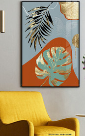 轻奢简约抽象树叶蝴蝶装饰画
