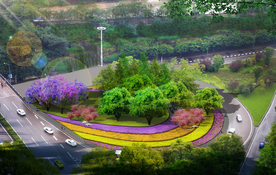 立交 市政 道路 转盘绿化效果