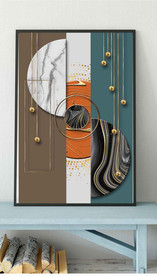 现代抽象几何金色油画玄关装饰画