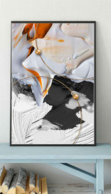 现代抽象桔黄色油画玄关装饰画