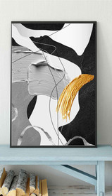 现代抽象金色油画玄关装饰画