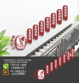 老年活动室楼梯文化墙