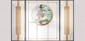 新中式客厅沙发3D墙纸背景墙