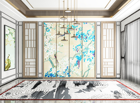 新中式客厅沙发背景墙