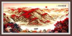 鸿运当头国画满山红风景山水画