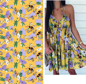 大牌水彩花 数码印花