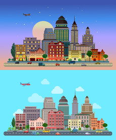 卡通城市风景