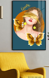 现代简约轻奢蝴蝶美女装饰画