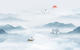 中式水墨山水画