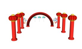 庆典充气拱门气柱su模型