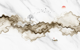 中式水墨山水画